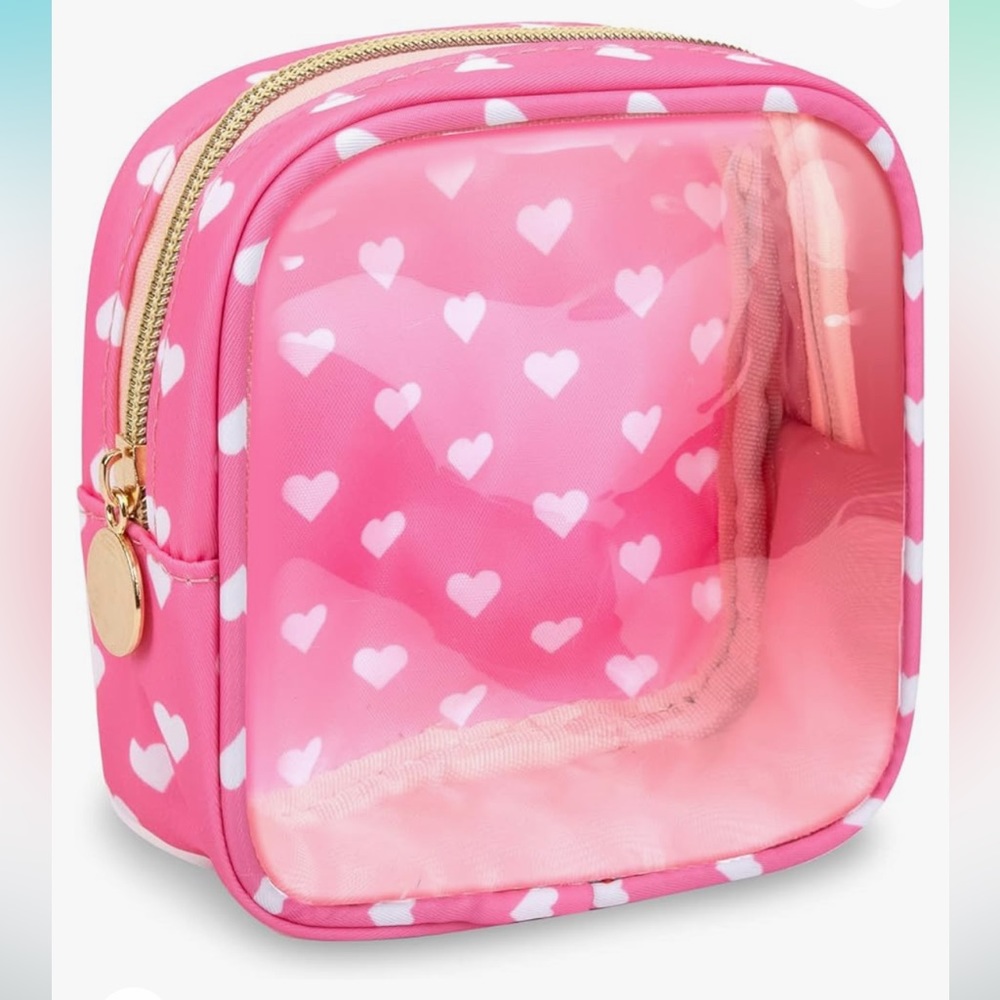 UIXIZQ Clear Mini-Pink Heart Makeup Bag